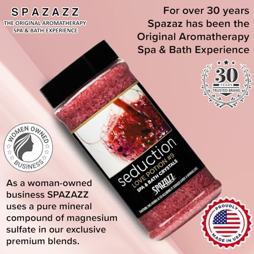 Spazazz SPZ-505 Set The Mood Crystals Container Bath Minerals, 17-Ounce, Love Potion No.9 Seduction