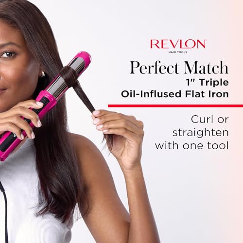 REVLON Perfect Match Flat Iron - 2-in-1 Hair Straightener and Curling Iron, Triple Oil-Infused Helps Reduce Heat Damage & Restore Hair's Natural Moisture & Shine