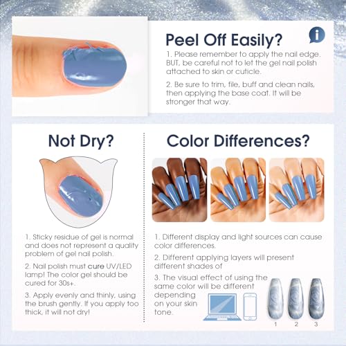 ROSALIND Cat Eye Gel Nail Polish Set with Magnet, 12 PCS Holographic Glitter Purple Blue Red Gel Polish Magnetic and Swirl Shell Thread Effect Sparkle Gel Polish Gifts for Women