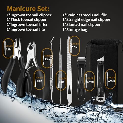 Toenail Clippers for Seniors Thick Toenails, Curved Blade Angled Nail Clippers and Straight Nail Clipper, Heavy Duty Ingrown Toenail Clippers, Large Toe Nail Cutter Clippers for Ingrown Nails