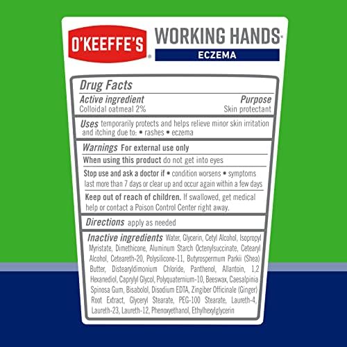O'Keeffe's Working Hands Hand Cream; For Extremely Dry; Cracked Hands; 3 oz Tube and O'Keeffe's Eczema Relief Hand Cream; For Extremely Dry; Itchy; Irritated Hands; 2 oz Tube