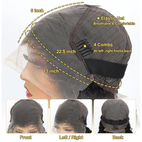 30 Inch Water Wave Lace Front Wigs Human Hair Wet and Wavy 13x6 HD Lace Front Wigs Human Hair Pre Plucked with Baby Hair 200 Density Deep Part Curly Wigs for Women Natural Color