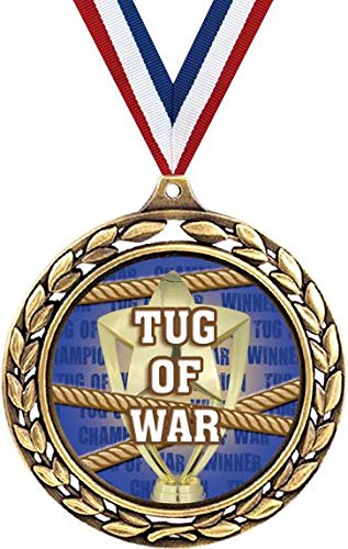 Tug of War Medals - 2 1/2" Laurel Wreath Tug of War Medal - Great Tug of War Awards for Kids 5 Pack Prime