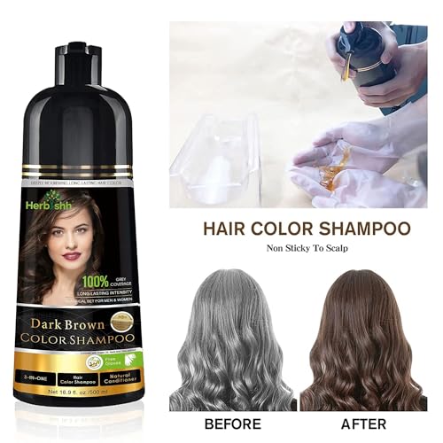 Herbishh After Color Shampoo Combo Contains Hair Color Shampoo Hair Dye 500ml Argan Oil 30ml Pro Keratin And Argan Hair Mask 100gm For Hair Shine And Protection For Men And Women (Dark Brown)