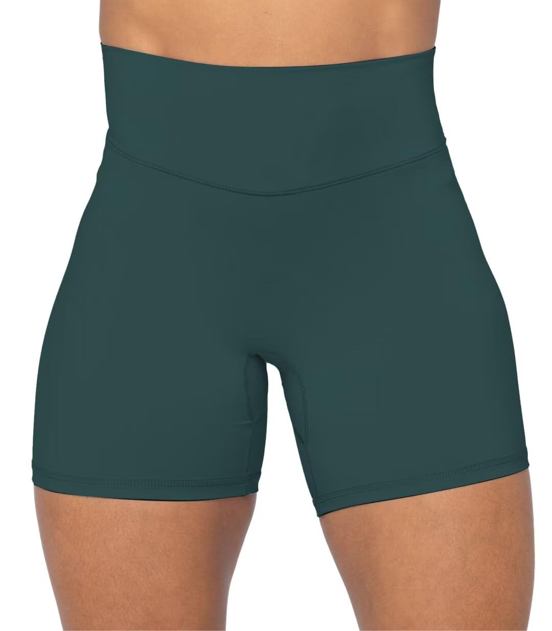 Sunzel No Front Seam High Waist Biker Shorts for Women, Squat Proof Yoga Workout Gym Bike Shorts 5" Inseam Jasper Green X-Small