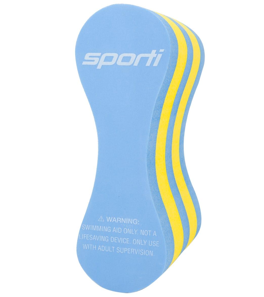 Sporti Pull Buoy for Women & Men Competitive, Swim Trainer Gears, Swim Buoy for Lap Swimming, EVA 5-Layer Pull Buoy Leg Float - Blue/Yellow/Blue