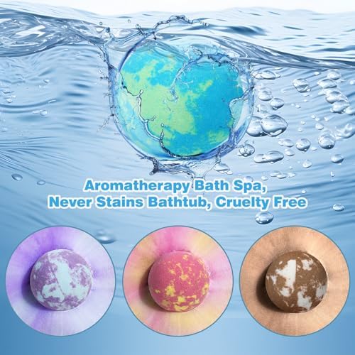 Bath Bombs for Men, 8 Pack Organic Bath Bombs Set with Natural Essential Oils, Relaxing Gifts for Men & Women, Father's Day Birthday Easter Gift for Husband Boyfriend
