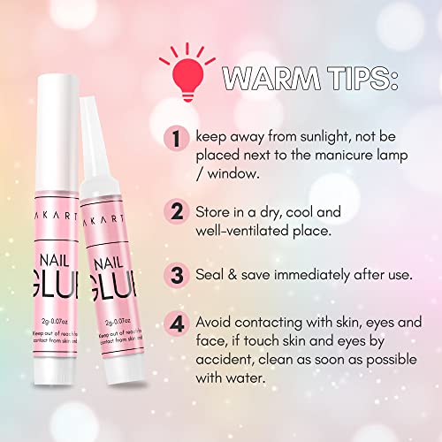 Makartt Super Strong Nail Glue for Acrylic Nails Press On Nails Professional Nail Adhesive Bond Nail Tips Glue for Stick On Nails Long Lasting Nail Glue for Fake Nails Broken Nails Repair 0.07oz 40Pcs