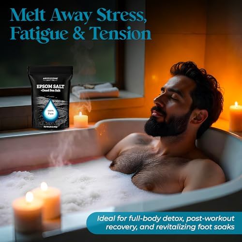 Aromasong Epsom Salt with Dead Sea Salt for Soaking - Bulk 5 Lb - 100% Pure Bath Salt, Foot & Muscle Soak