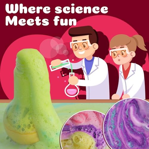 Bath Bomb Potion Kids，6 Pack Non-Toxic Fizzy Bubble Bath Explosions of Vibrant Color Colorful，Fun Time Science Toddler