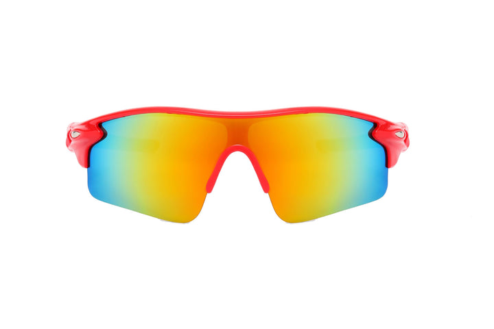 swanoble UV400 2 Sports Sunglasses for Kids Cycling,Light frame Sunglasses for Boys Girls,Youth Softball Baseball Golf (White Red+ Red)