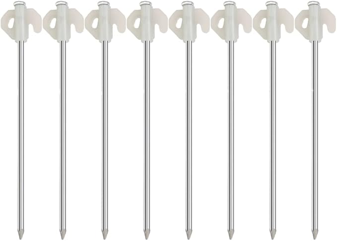 8 pack Tent Stakes Heavy Duty Metal Ground Stake Camping Nails Pop Up Pegs Luminous Garden Stable Fixed Anchor Hook for Outdoor Pile Tarp Traveling Hiking Gear Equipment 8-inch 20CM