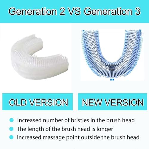 2 Pcs Silicone U-Shaped Brush Head Replacement Compatible with U-Shaped Toothbrush,360 Degree Silicone Head Teeth Cleaning for Sonic Toothbrush Tool Head Accessories for Adults
