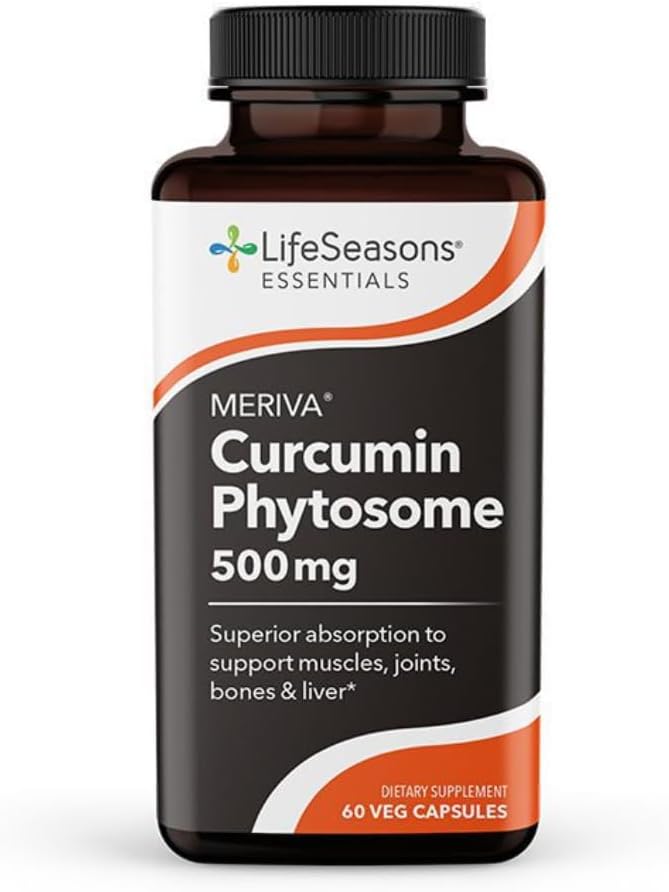 LifeSeasons Essentials Meriva Turmeric - Curcumin Phytosome Supplement - Supports Muscles Joints Bones & Liver - Enhance Circulation & Heart Health - Eases Body Stiffness & Aches - 60 Capsules