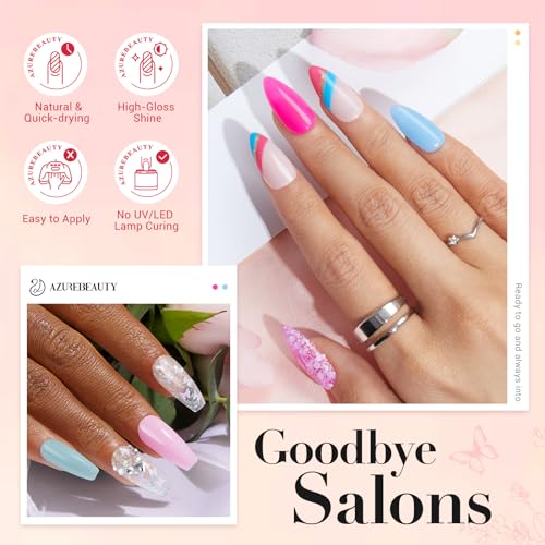 AZUREBEAUTY 170Pcs Dip Powder Nail Kit Starter, 36 Colors Pastel Pink Purple Blue Yellow Dip Powder Liquid Set Spring Summer with Top/Base coat Activator for French Nails Art Gifts