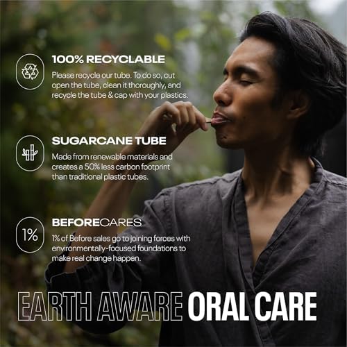 Before | Fluoride Free n-HA Whitening Toothpaste | Natural, Nano Hydroxyapatite Helps Strengthen Teeth & Remineralize Enamel for Oral Health, Lasting Mint Flavor, Made in The USA — 4.4oz