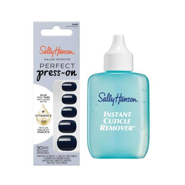 Sally Hansen Instant Cuticle Remover | Aloe Gel & Lunar Eclipse Press-On Nails Kit