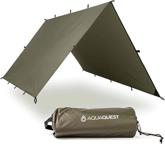 AquaQuest Safari Camping Tarp - Lightweight Durable Rain Fly - Waterproof Camping Essentials for Hiking, Backpacking & Hammock