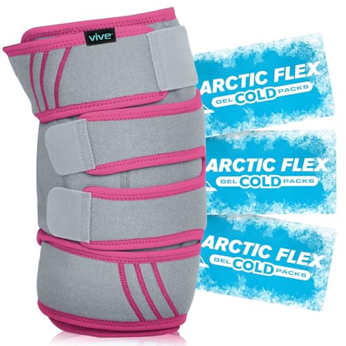 Vive Knee Ice Pack Wrap - Cold/Hot Gel Compression Brace - Heat Support Strap for Arthritis Pain, Tendonitis, ACL, Athletic Injury, Osteoarthritis, Women, Men, Running, Meniscus and Patella Surgery