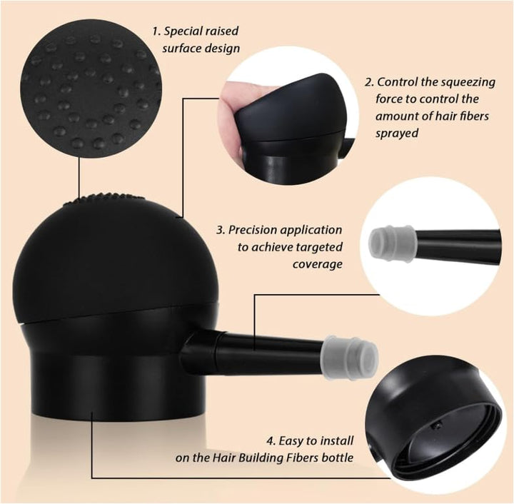 Hair Thickening Fibers&Pump Applicator Set Professional Hair Styling Set- Hair Fibers Barber Enhancement Spray for Mens Hair&Beard- Hairline Enhancer & Volumizing Spray Barber Enhancement Card (Black)