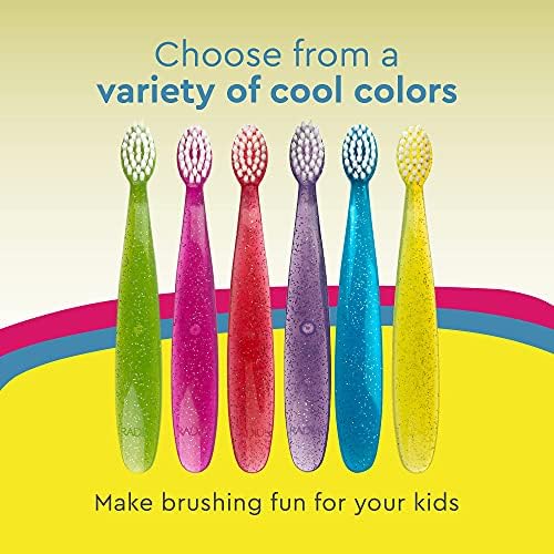 RADIUS Children's Toothbrush, Totz Brush, Extra Soft Bristles, Blue/Green/Yellow, BPA Free & ADA Accepted, Designed for Delicate Teeth & Gums for Children 18 Months & Up, Pack of 3