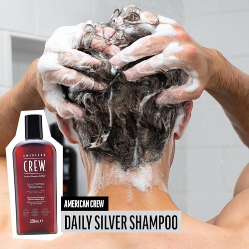 American Crew Men's Shampoo, Daily Silver, Removes Brassy Tones, Naturally Derived, Vegan Formula, 8.4 Fl Oz