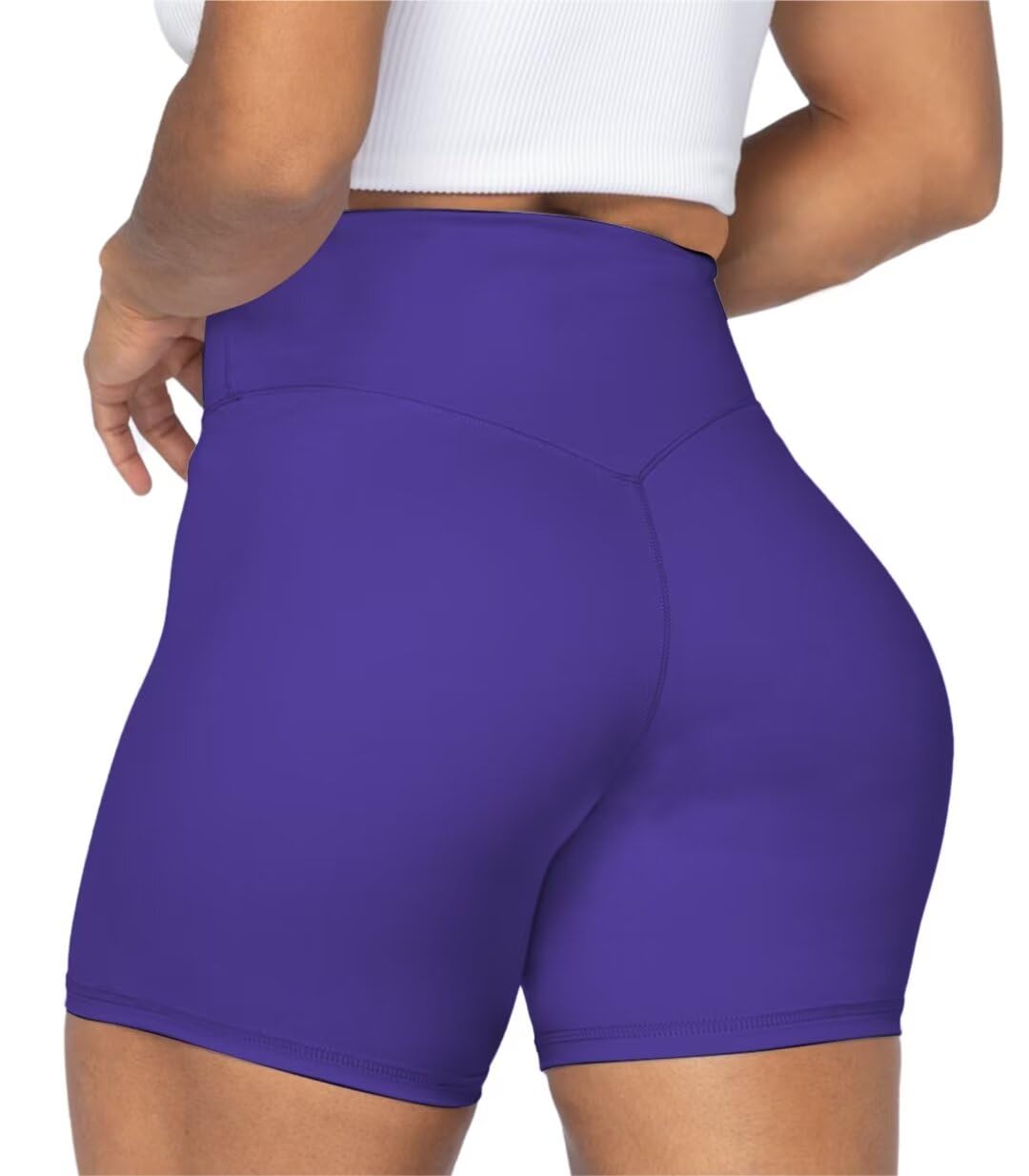 Sunzel No Front Seam High Waist Biker Shorts for Women, Squat Proof Yoga Workout Gym Bike Shorts 5" Inseam Navy Blue X-Small