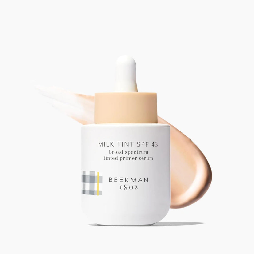 Beekman 1802 Milk Tint Face Primer with SPF 43, Light - Oxybenzone Free - 1 oz - Tinted Mineral SPF, Makeup Primer & Moisturizer - In Shade Light