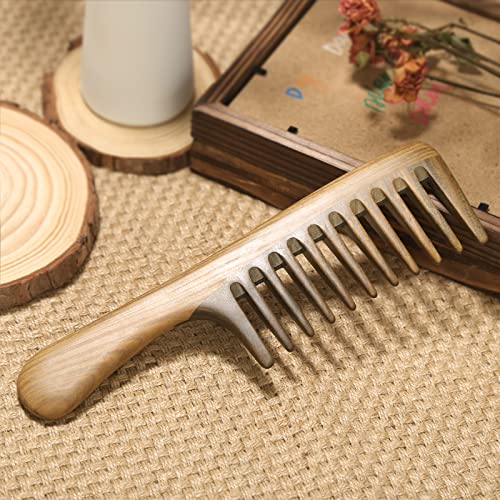 BESTOOL Wide Tooth Comb, Extra Large Natural Sandalwood Wide Tooth Comb Detangler for Curly Long Thick Wet or Dry Hair Anti-static