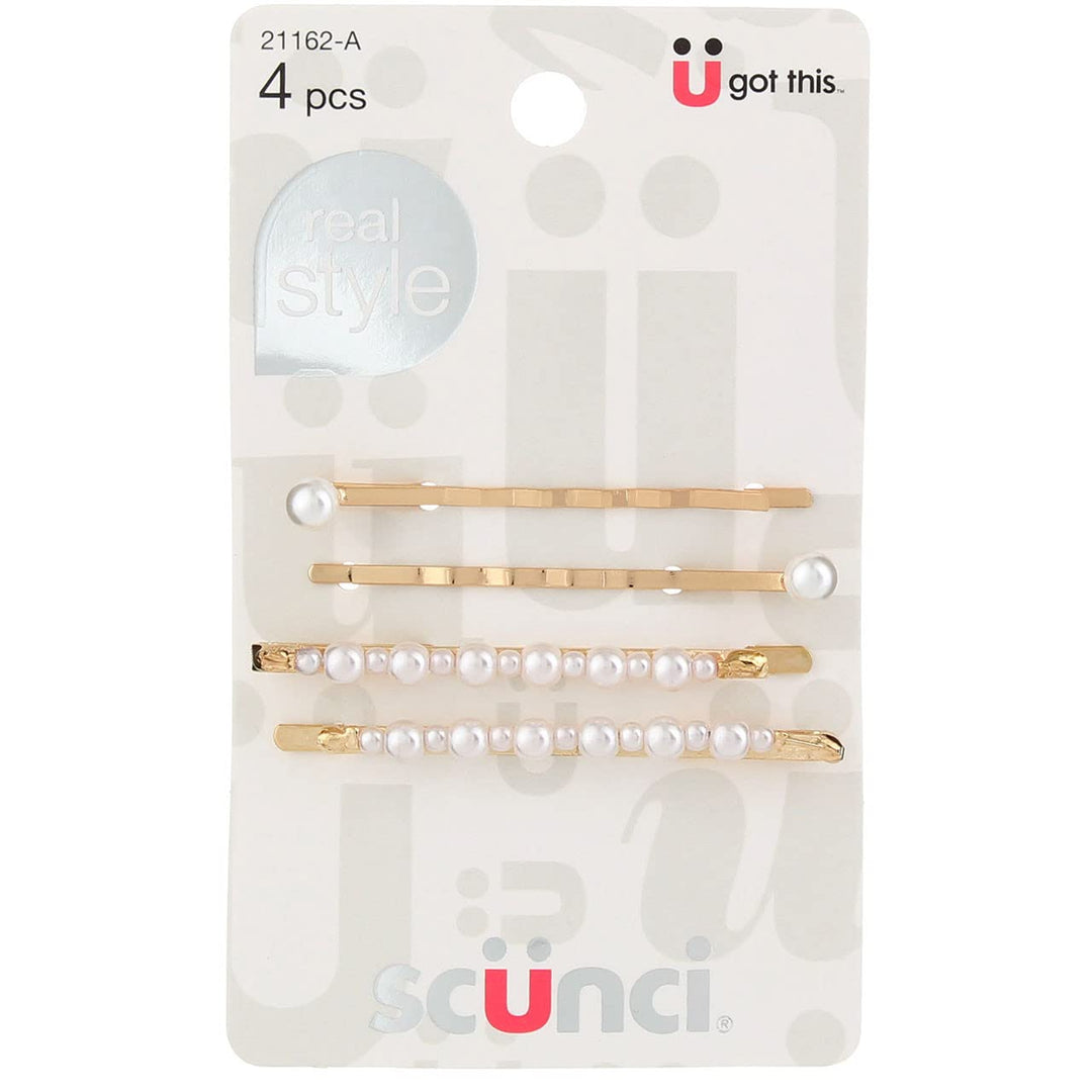 Scunci, Real Style, Pearl Bobby Pins, 4 Pieces