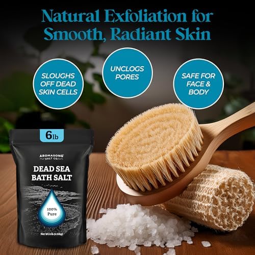 Aromasong Dead Sea Salt Bath Soak 6 Lbs. Bulk Pack – 100% Natural Dead Sea Salts for Soaking, Relaxation, and Detoxification of Skin, Dead Sea Salts for Bath to Rejuvenate and Refresh.