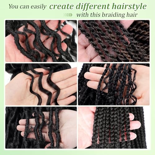 Eerya Long Curly Braiding Hair 18 Inch 2 Packs Dark Brown Ocean Wave Crochet Hair for Black Women Deep Wave Braiding Hair for Boho Braids (18 inch, #4)