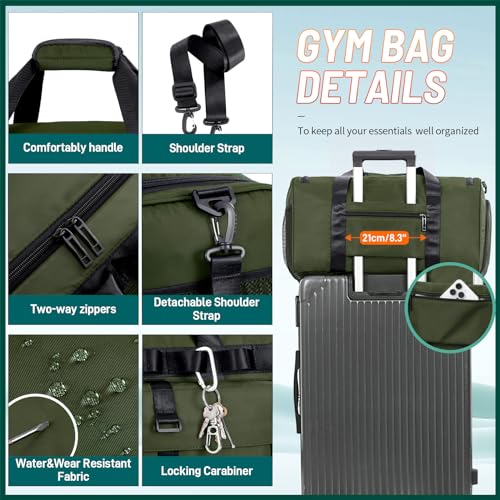 FIORETTO Women's Water-Resistant Gym Duffle Bag with Shoes Compartment, 37L Capacity, Multi-Functional, Ideal for Travel, Gym, Sports, Weekender, Light Pink