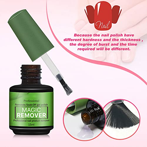 Gel Nail Polish Remover - 3 Pack, 15ml Magic Gel Polish Remover, Quickly Soak Off Nails, No Need For Foil, Soaking Or Wrapping (Green)