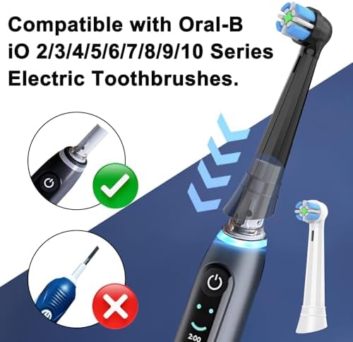 6PCS Oral B iO Toothbrush Head Replacements Compatible with Oral B IO 2/3/4/5/6/7/8/9/10 Series Electric Toothbrushes,Round bristles Cleans Deep and Protect Teeth and Gums, Black