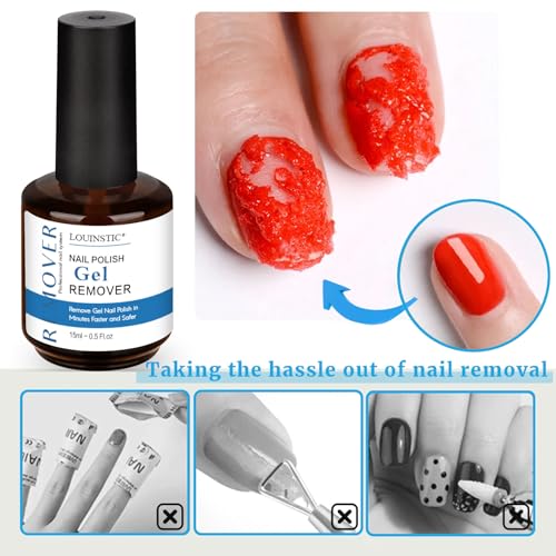 LOUINSTIC Gel Polish Remover: Professional Gel Nail Polish Remover for Nails, 3-5 Minutes Easy Quick Gel Nail Remover