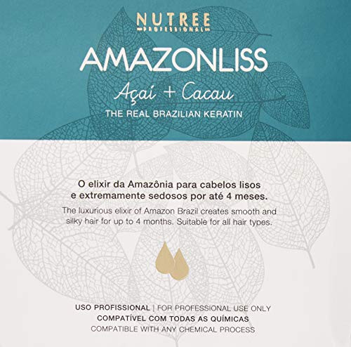 Amazonliss Keratin Hair Treatment Set 2.03 Fl Oz - Natural Ingredients ACAI, Smooths, Softens, Moisturizes, Adds Shine, Reduces Frizz. Packaging may vary