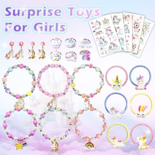 Unicorn Bath Bombs for Girls Kids with Surprise Toys Inside, Kids Bath Bombs Gifts for Girls with Jewelry Toys Inside, Birthday Easter Egg Fillers Christmas Gifts for Easter Basket Stuffers