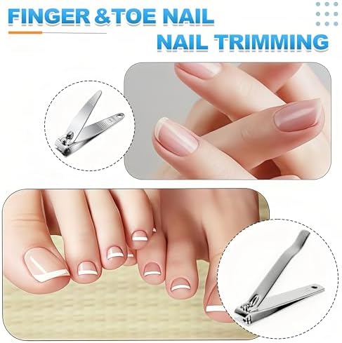 20-Pack Stainless Steel Fingernail & Toenail Nail Clippers Bulk Set - 12 Small + 8 Medium Size with Storage Pouch, Manicure Kit for Men/Women Travel, Gifts, Homeless Care Supplies