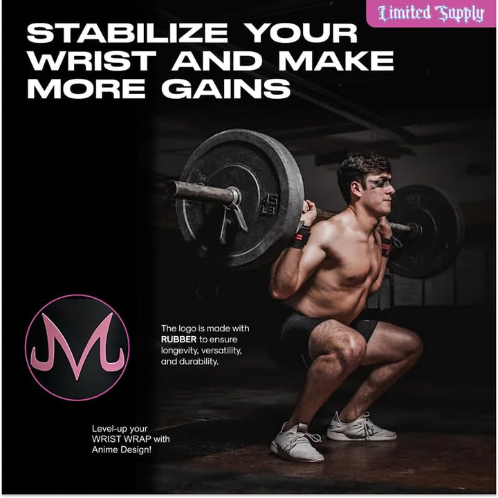 CROWN Anime Wrist Wraps Lifting Straps 24" for Men and Women - 1 Pair Each, Gym Accessories Support Weightlifting, Powerlifting, Strength Training, and Improve Workout, Pink Bu