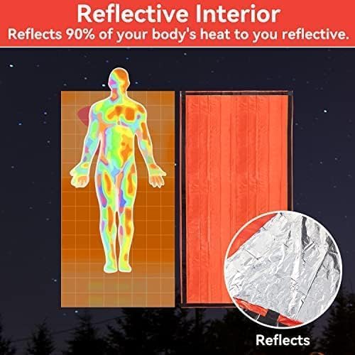 2-Person Emergency Sleeping Bag, Ultra Lightweight Waterproof Thermal Bivy Sack Cover, XL Emergency Shelter Survival Kit for Hiking Outdoor Camping …