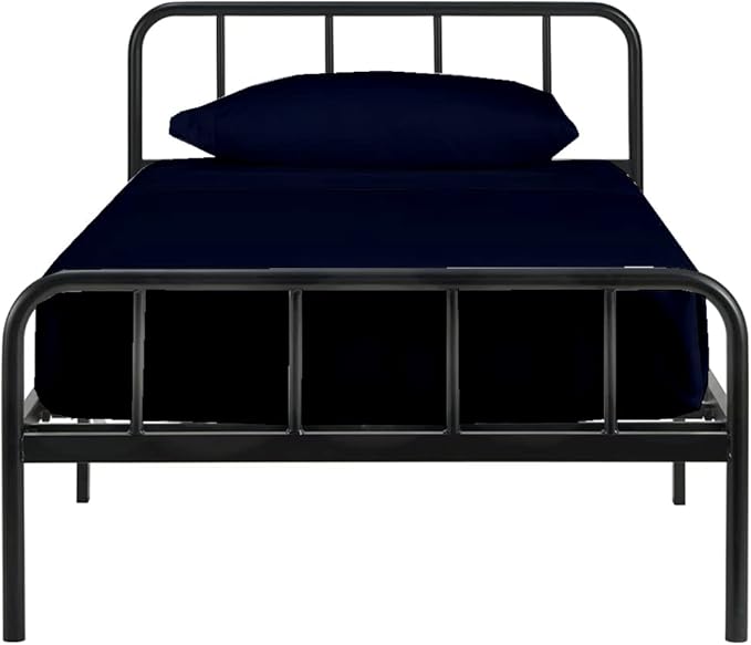 NON Sticky cotton 4 PC Cot Sheet Sets 28x75,100% Fitted Cot Sheet- Perfect Narrow Twin/Rv Bunk/Camping Cot/Guest Bed Replacement,Sheets Cot Bunk Bed-Fits Upto 4-8'' Deep Mattress- Navy Blue Solid