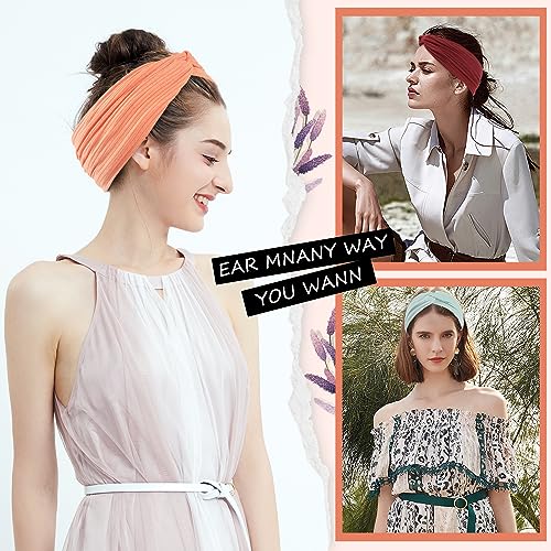 12 Pcs Stretchy Headbands for Women, Absorbed Sport Headband Soft Twist Headbands for Daily Life Yoga Workout