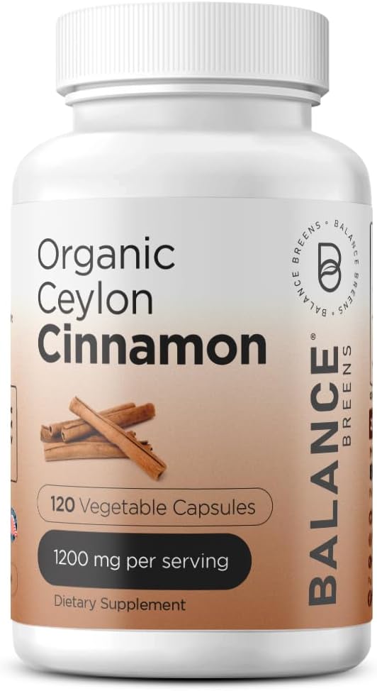 Balance Breens Organic Ceylon Cinnamon 1200mg + Certified Organic Ashwagandha 1600 mg Supplement Combo