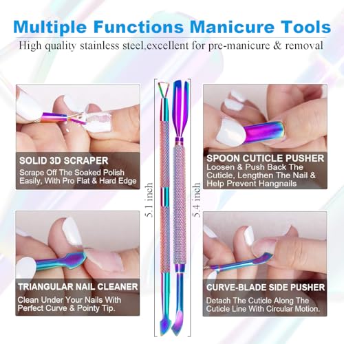 Gel Nail Polish Remover,2PCS/45ML,Quickly and Easily Remove Gel Polish at Home,Contains Roll-on Cuticle Oil,2X Cuticle Pusher and Nail File, Not Damage to Nails,No Need to Wrap or Soak