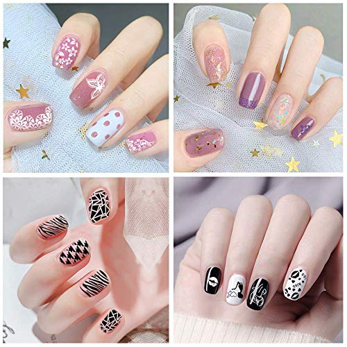 Biutee Nail Stamping Plates Set - 12pcs Templates, 8 Colors, Stamper, Scraper, Storage Bag - Animal & Flower Design Nail Art Plates