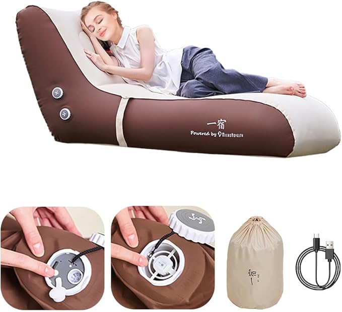 Auto-Inflatable Lounger Air Sofa with Built in Air Pump, Inflatable Beach Lounger Also auto Deflate, Waterproof Inflatable Couch Camping Chair Hammock for Hiking Backyard Travel Beach Park Picnics