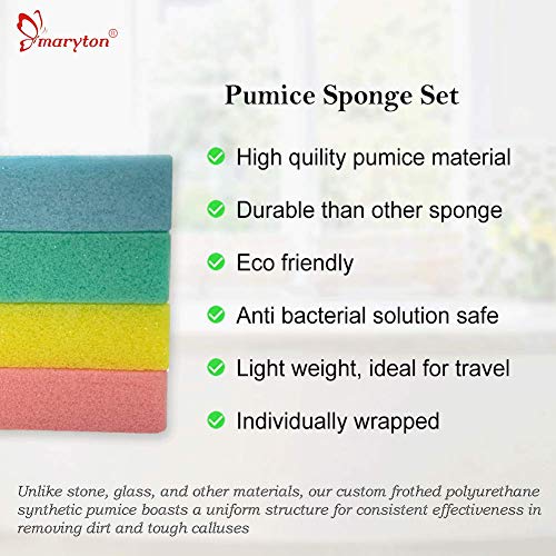 Maryton Pumice Sponge for Feet, Ultimate Pedicure Stone Callus Remover & Foot Scrubber Bulk Pack of 8(Assorted Colors)