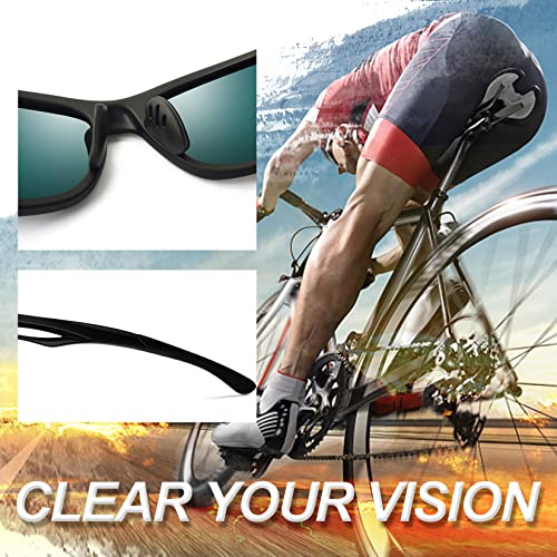 Joopin Wrap Around Sunglasses for Men Women, Lightweight Athletic Sports Sunglasses Polarized UV Protection for Fishing (Black Red Mirrored)