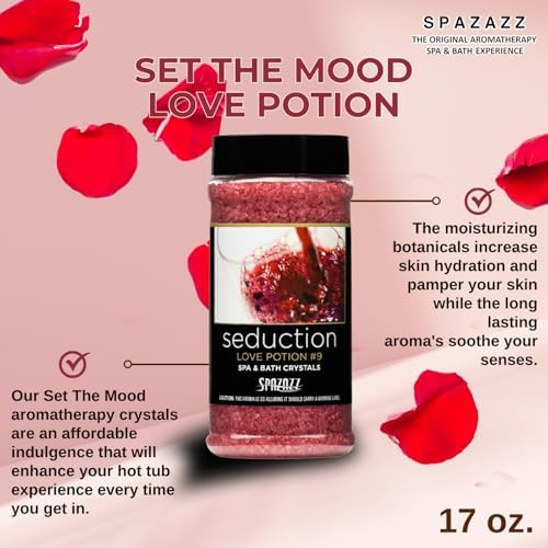 Spazazz SPZ-505 Set The Mood Crystals Container Bath Minerals, 17-Ounce, Love Potion No.9 Seduction
